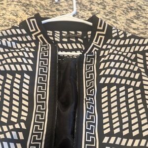 Versace Black and White Patterned Bomber Jacket